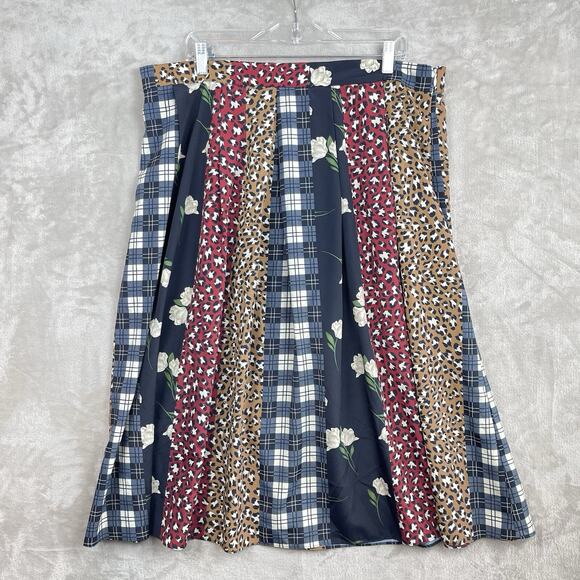 Eloquii Maxi Skirt Size 18 Elastic Waist Patchwork Boho Colorful Cottagecore - Picture 1 of 14